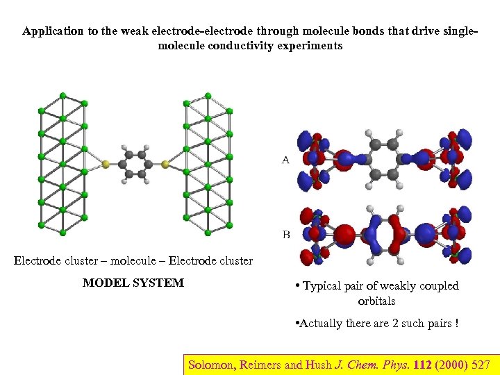 Application to the weak electrode-electrode through molecule bonds that drive singlemolecule conductivity experiments Electrode