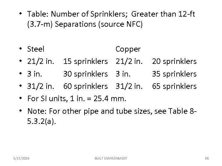  • Table: Number of Sprinklers; Greater than 12 -ft (3. 7 -m) Separations