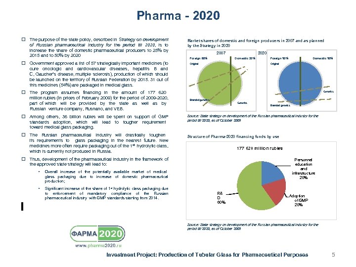 Pharma - 2020 The purpose of the state policy, described in Strategy on development