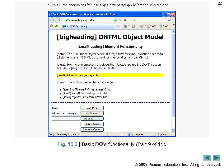 22 Fig. 12. 2 | Basic DOM functionality (Part 9 of 14). 2008 Pearson