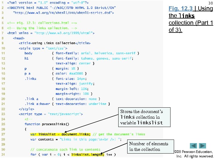 30 Fig. 12. 3 | Using the links collection (Part 1 of 3). Stores