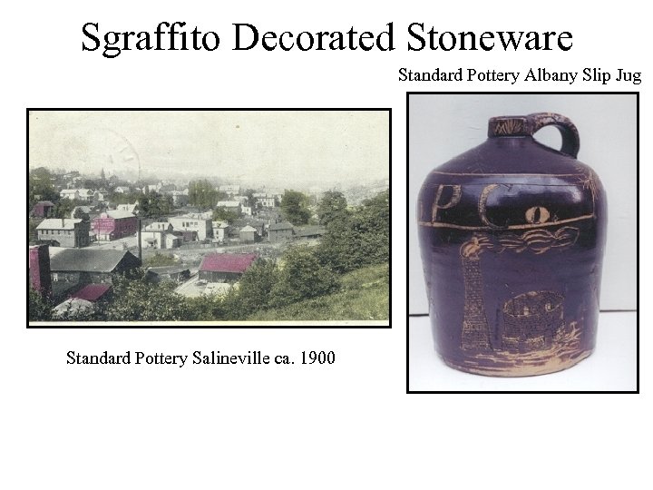 Sgraffito Decorated Stoneware Standard Pottery Albany Slip Jug Standard Pottery Salineville ca. 1900 