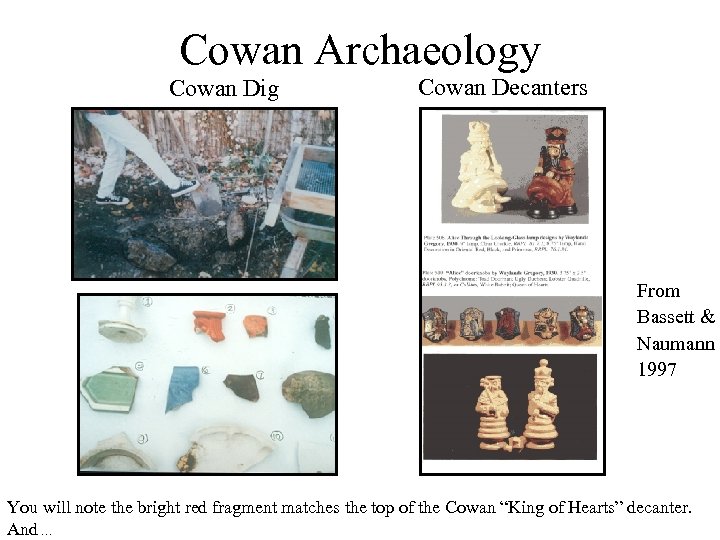 Cowan Archaeology Cowan Dig Cowan Decanters From Bassett & Naumann 1997 You will note