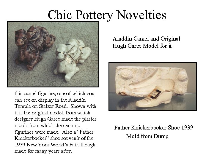 Chic Pottery Novelties Aladdin Camel and Original Hugh Garee Model for it this camel