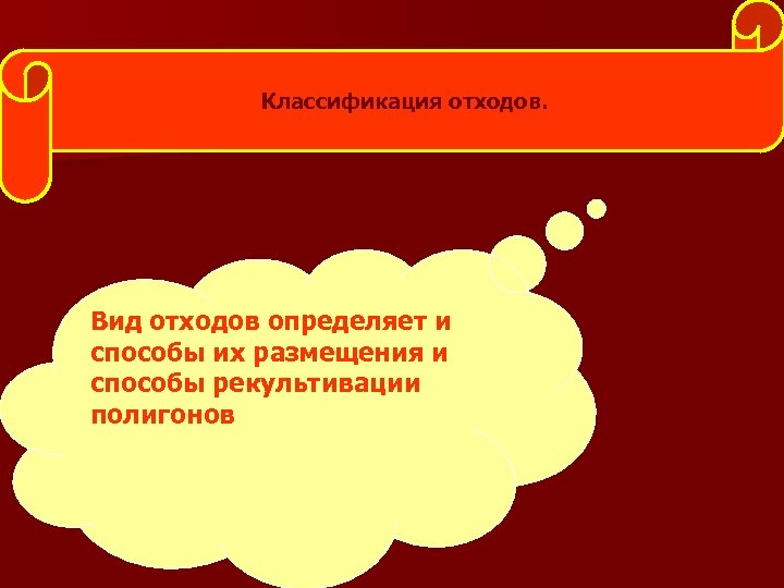 Классификация отходов. Вид отходов определяет и способы их размещения и способы рекультивации полигонов 