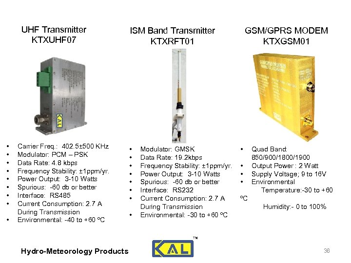 UHF Transmitter KTXUHF 07 • • • Carrier Freq. : 402. 5± 500 KHz