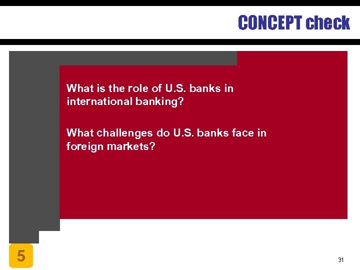 CONCEPT check What is the role of U. S. banks in international banking? What