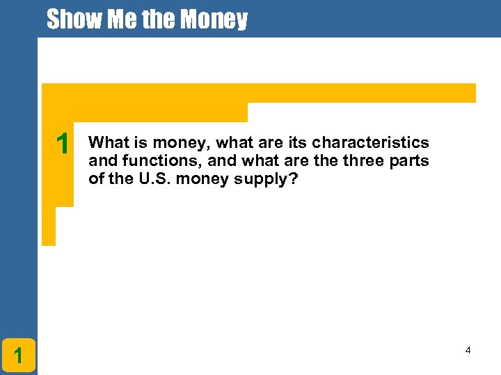 Show Me the Money 1 1 What is money, what are its characteristics and