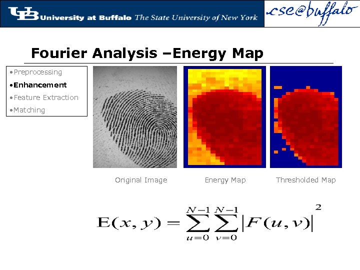 Fourier Analysis –Energy Map • Preprocessing • Enhancement • Feature Extraction • Matching Original