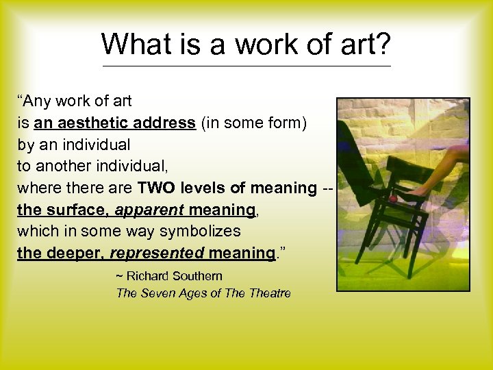 What is a work of art? “Any work of art is an aesthetic address