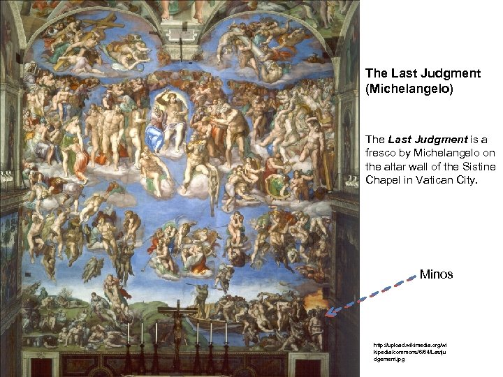 The Last Judgment (Michelangelo) The Last Judgment is a fresco by Michelangelo on the