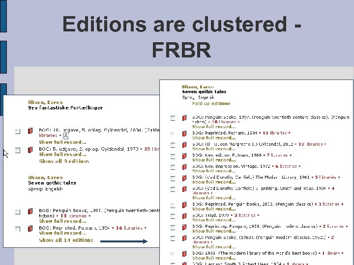 Editions are clustered FRBR 