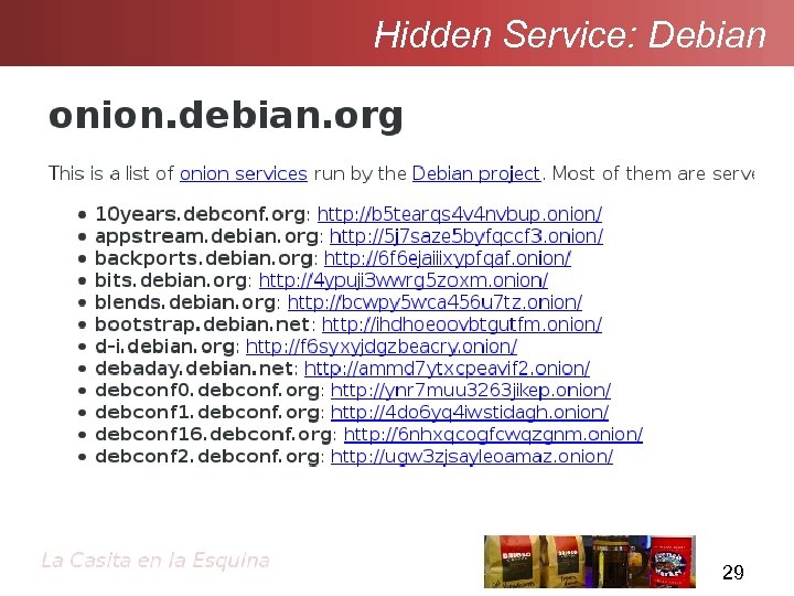 Hidden Service: Debian 29 