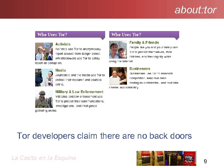 about: tor Tor developers claim there are no back doors 9 