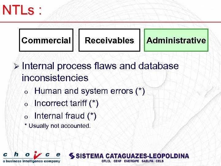 NTLs : Commercial Receivables Ø Internal Administrative process flaws and database inconsistencies o o