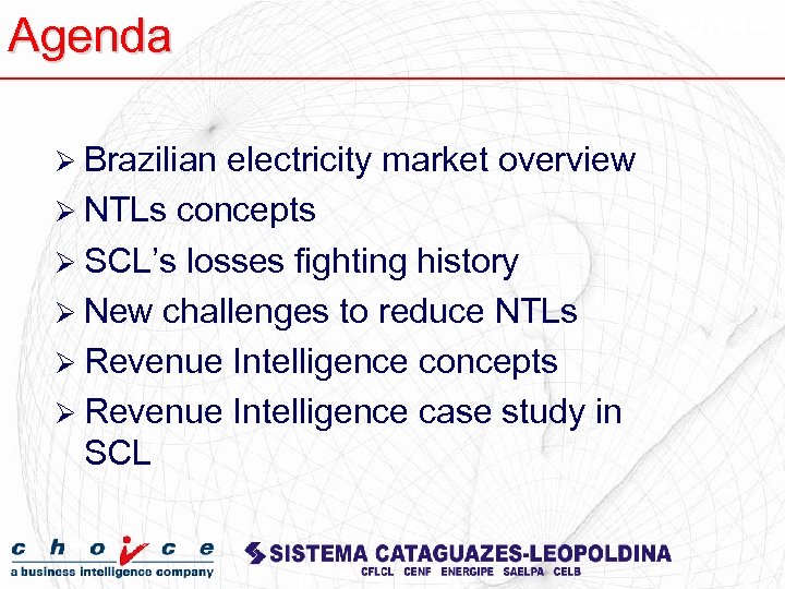 Agenda Ø Brazilian electricity market overview Ø NTLs concepts Ø SCL’s losses fighting history