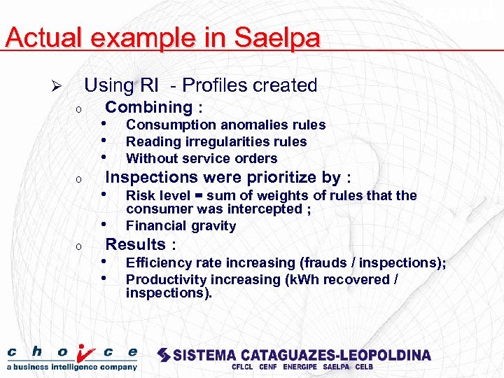 Actual example in Saelpa Using RI - Profiles created Ø o o Combining :