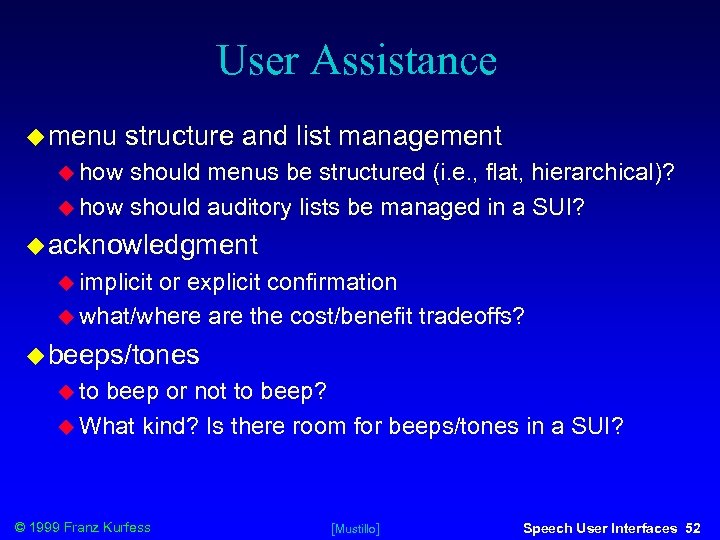 User Assistance menu structure and list management how should menus be structured (i. e.