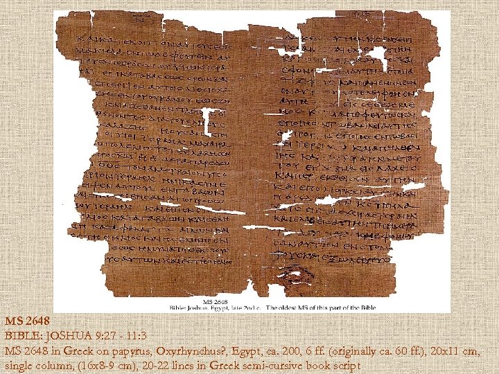 MS 2648 BIBLE: JOSHUA 9: 27 - 11: 3 MS 2648 in Greek on