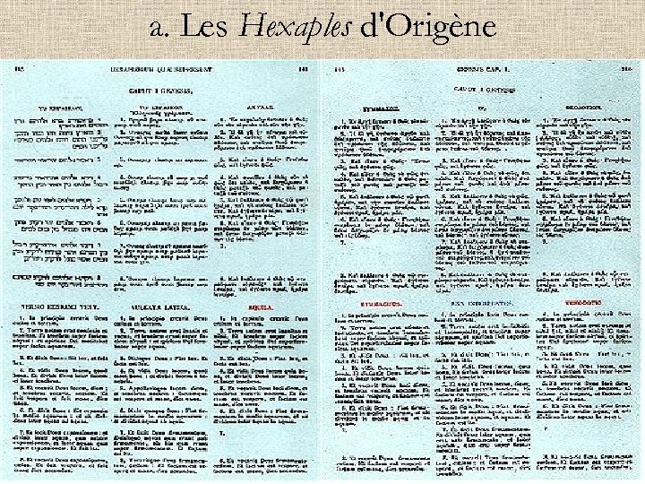 a. Les Hexaples d'Origène 