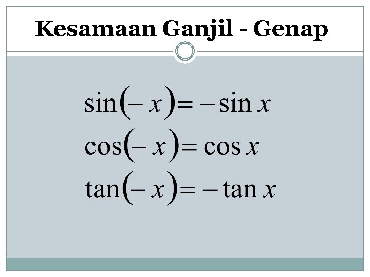 Kesamaan Ganjil - Genap 
