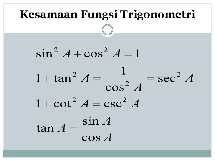 Kesamaan Fungsi Trigonometri 