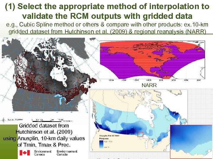 (1) Select the appropriate method of interpolation to validate the RCM outputs with gridded