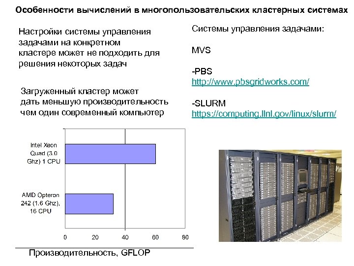 Особенности вычислений в многопользовательских кластерных системах Настройки системы управления задачами на конкретном кластере может