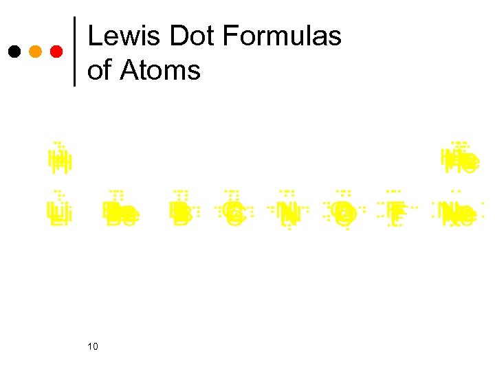 Lewis Dot Formulas of Atoms 10 