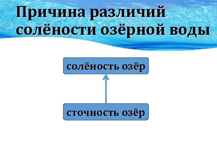 Причина различий солёности озёрной воды солёность озёр сточность озёр 