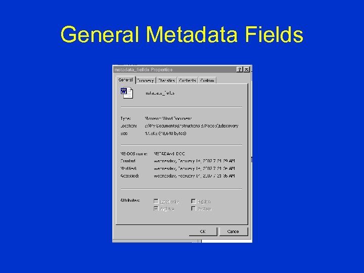 General Metadata Fields 