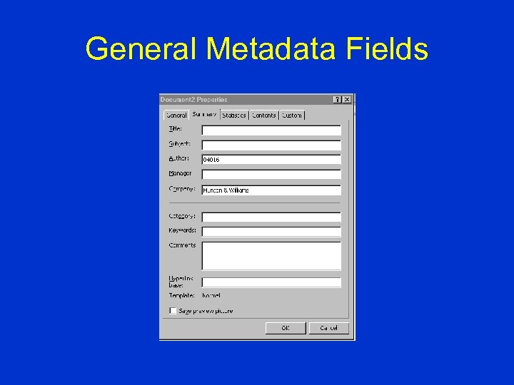 General Metadata Fields 
