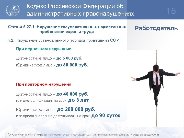 Кодекс Российской Федерации об административных правонарушениях Статья 5. 27. 1. Нарушение государственных нормативных требований