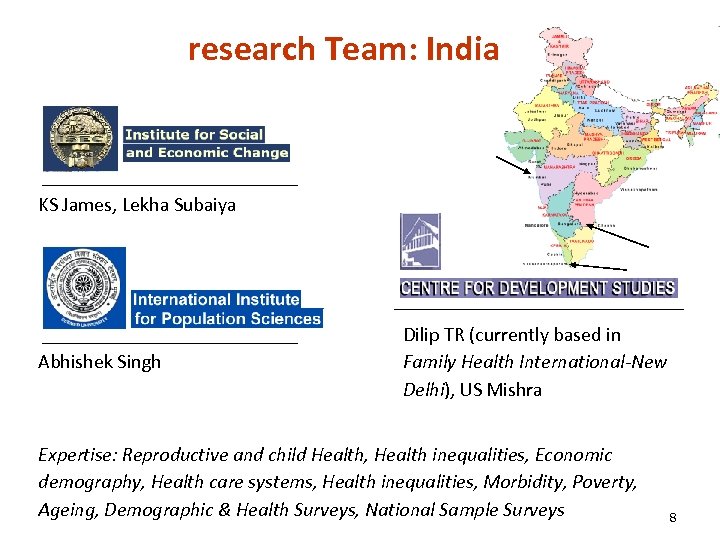 research Team: India KS James, Lekha Subaiya Abhishek Singh Dilip TR (currently based in