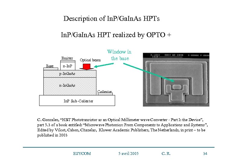 Description of In. P/Ga. In. As HPTs In. P/Ga. In. As HPT realized by