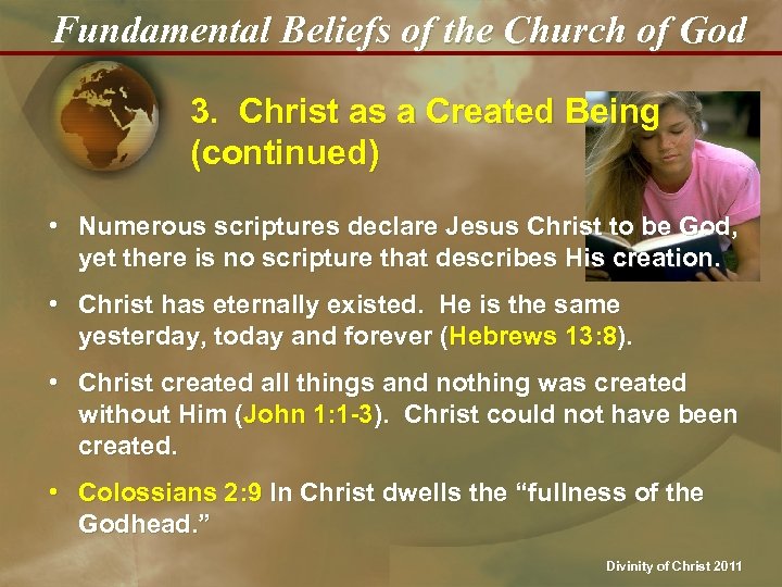 Fundamental Beliefs of the Church of God 3. Christ as a Created Being (continued)