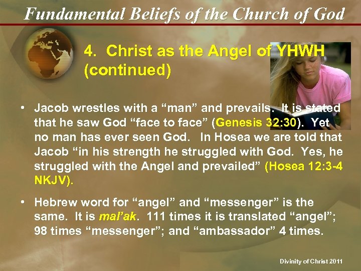 Fundamental Beliefs of the Church of God 4. Christ as the Angel of YHWH