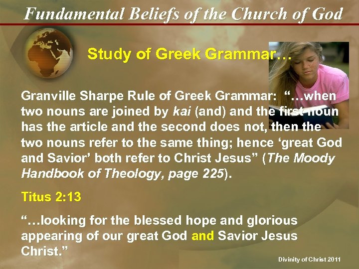 Fundamental Beliefs of the Church of God Study of Greek Grammar… Granville Sharpe Rule