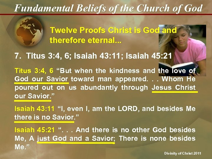Fundamental Beliefs of the Church of God Twelve Proofs Christ is God and therefore
