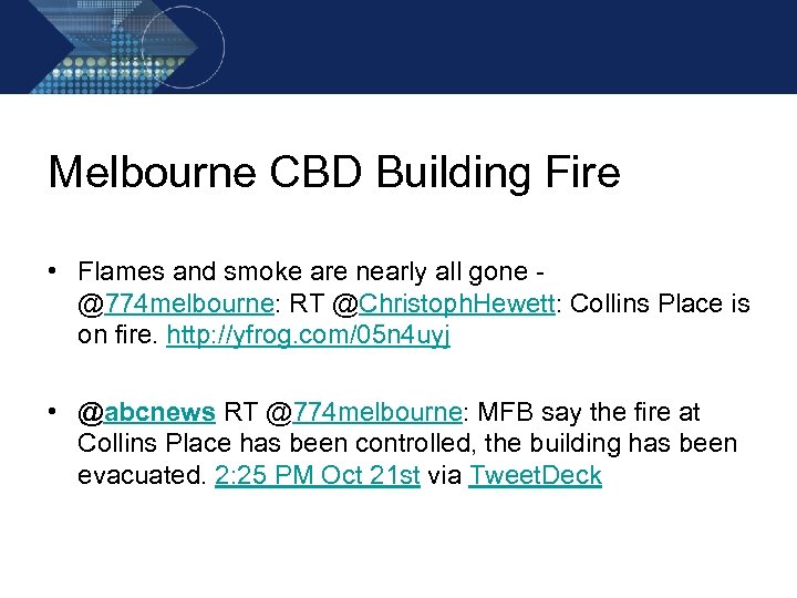 Melbourne CBD Building Fire • Flames and smoke are nearly all gone @774 melbourne: