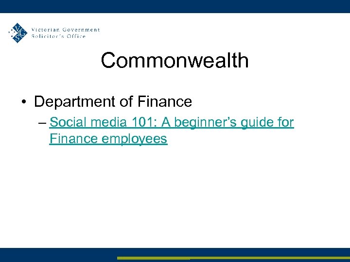 Commonwealth • Department of Finance – Social media 101: A beginner’s guide for Finance