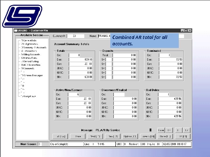 Combined AR total for all accounts. 