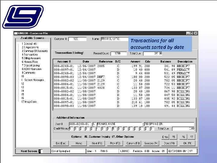 Transactions for all accounts sorted by date 