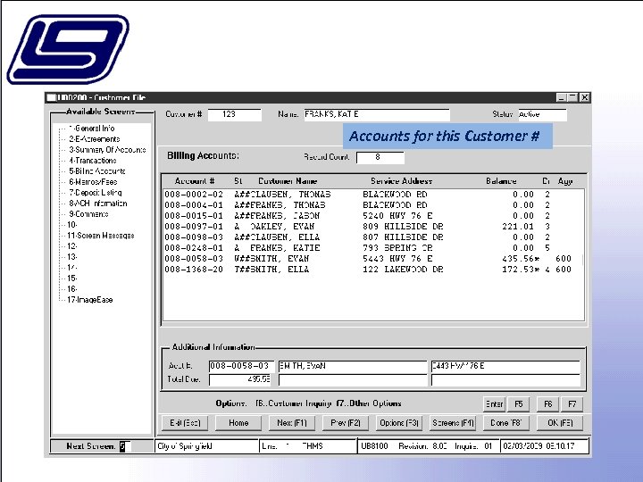 Accounts for this Customer # 