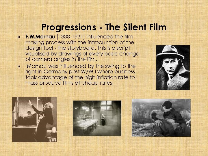 Progressions - The Silent Film » » F. W. Marnau (1888 -1931) influenced the
