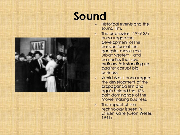 Sound » » » » Historical events and the sound film. The depression (1929