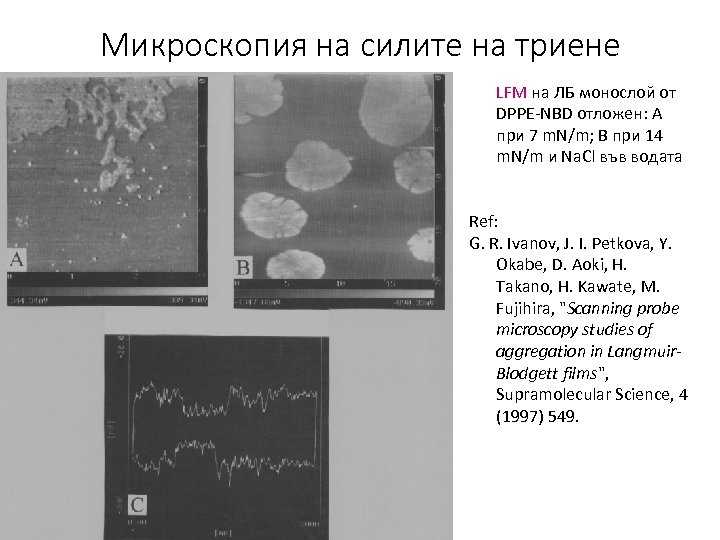 Микроскопия на силите на триене LFM на ЛБ монослой от DPPE-NBD отложен: А при