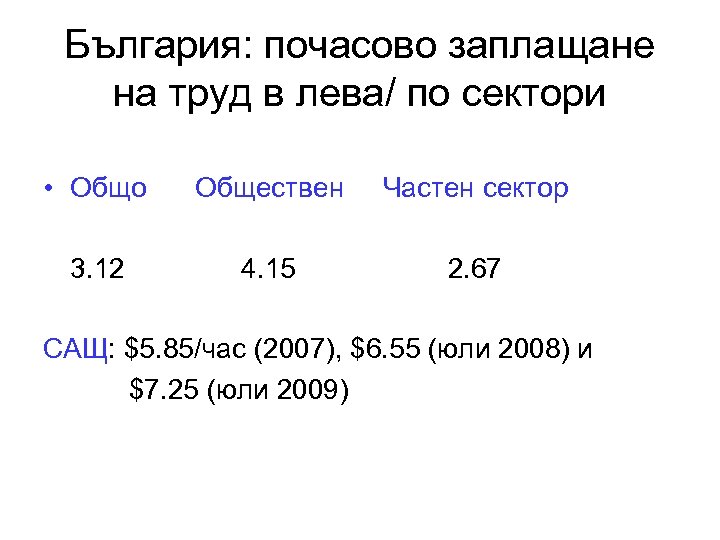 България: почасово заплащане на труд в лева/ по сектори • Общо 3. 12 Обществен