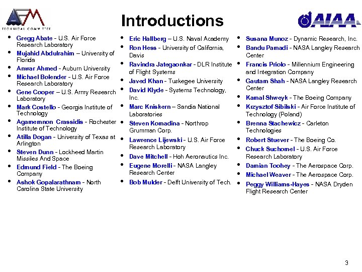 Introductions • • • Gregg Abate - U. S. Air Force Research Laboratory Mujahid