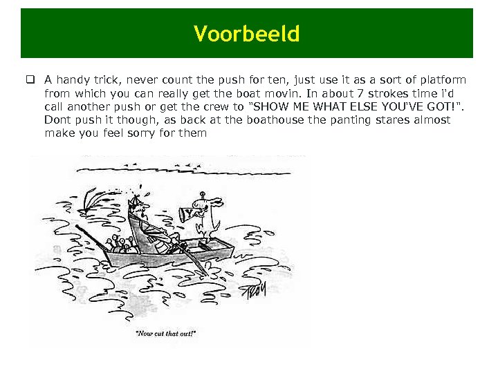 Voorbeeld q A handy trick, never count the push for ten, just use it